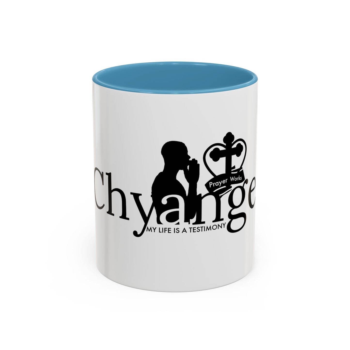 Inspirational Accent Coffee Mug - "My Life Is A Testimony" with Prayer Works Design