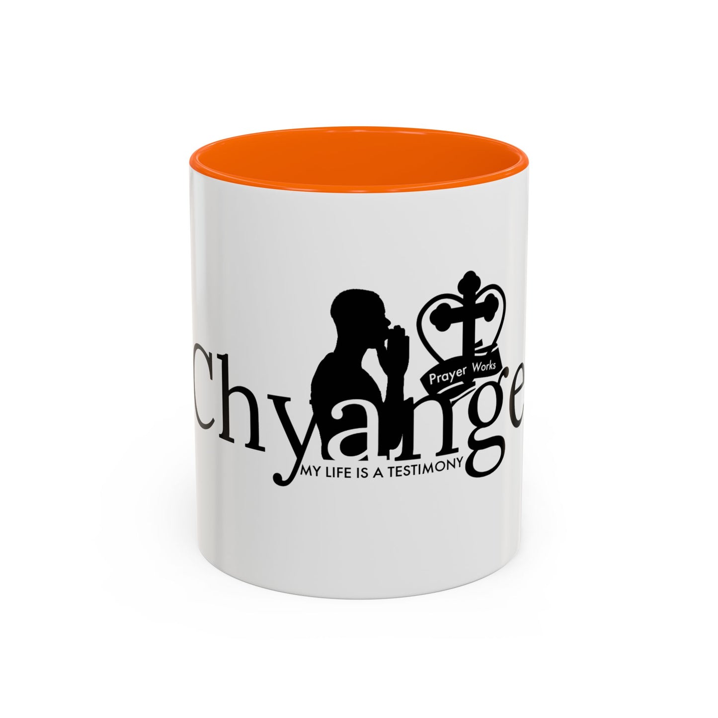 Inspirational Accent Coffee Mug - "My Life Is A Testimony" with Prayer Works Design