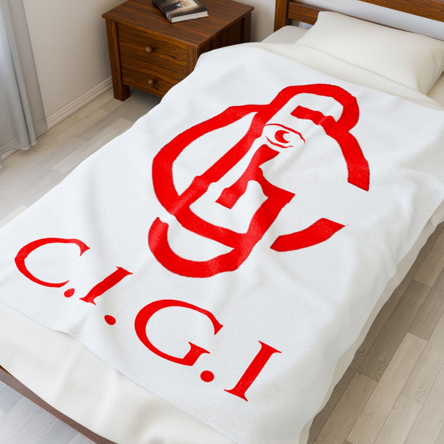 Cozy Velveteen Plush Blanket with Unique C.I.G.I Design, Perfect for Home Decor, Gift for Events, Relaxation, and Cozy Nights