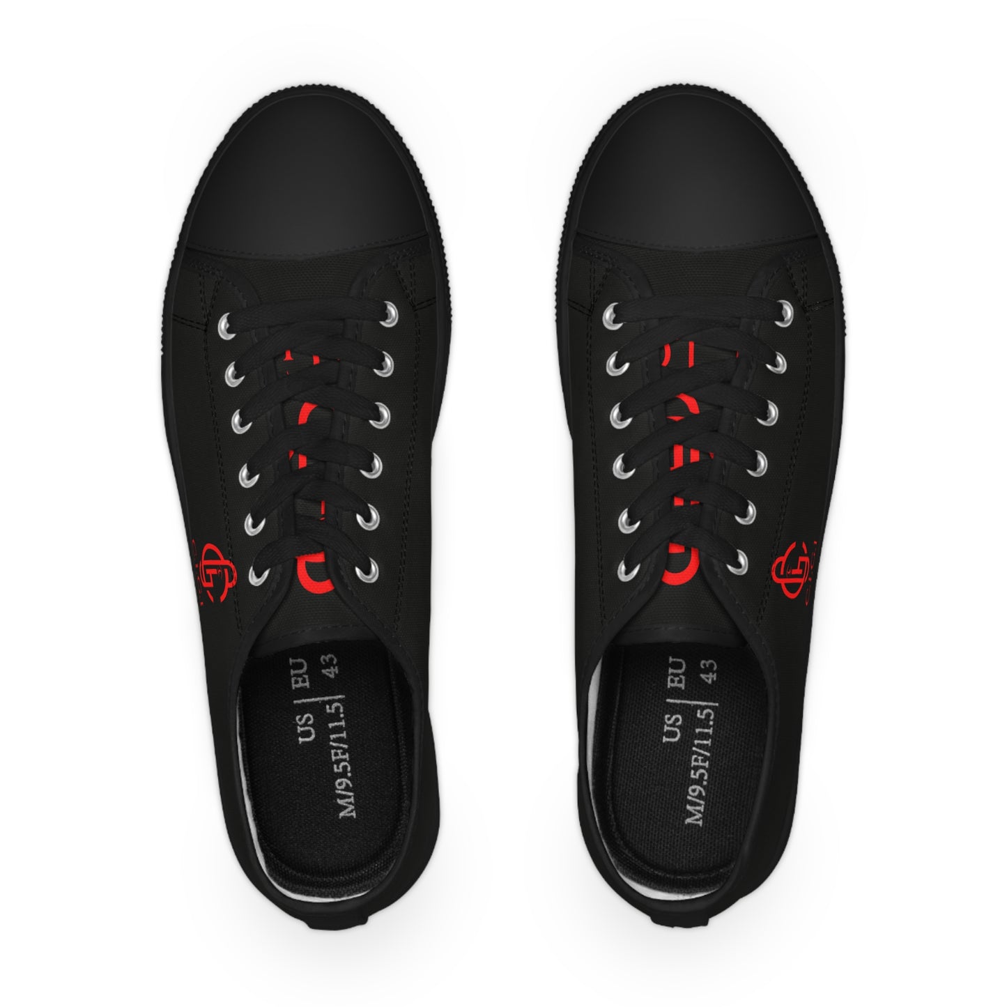Casual Black Low Top Sneakers for Men with Red Logo - Stylish Everyday Footwear
