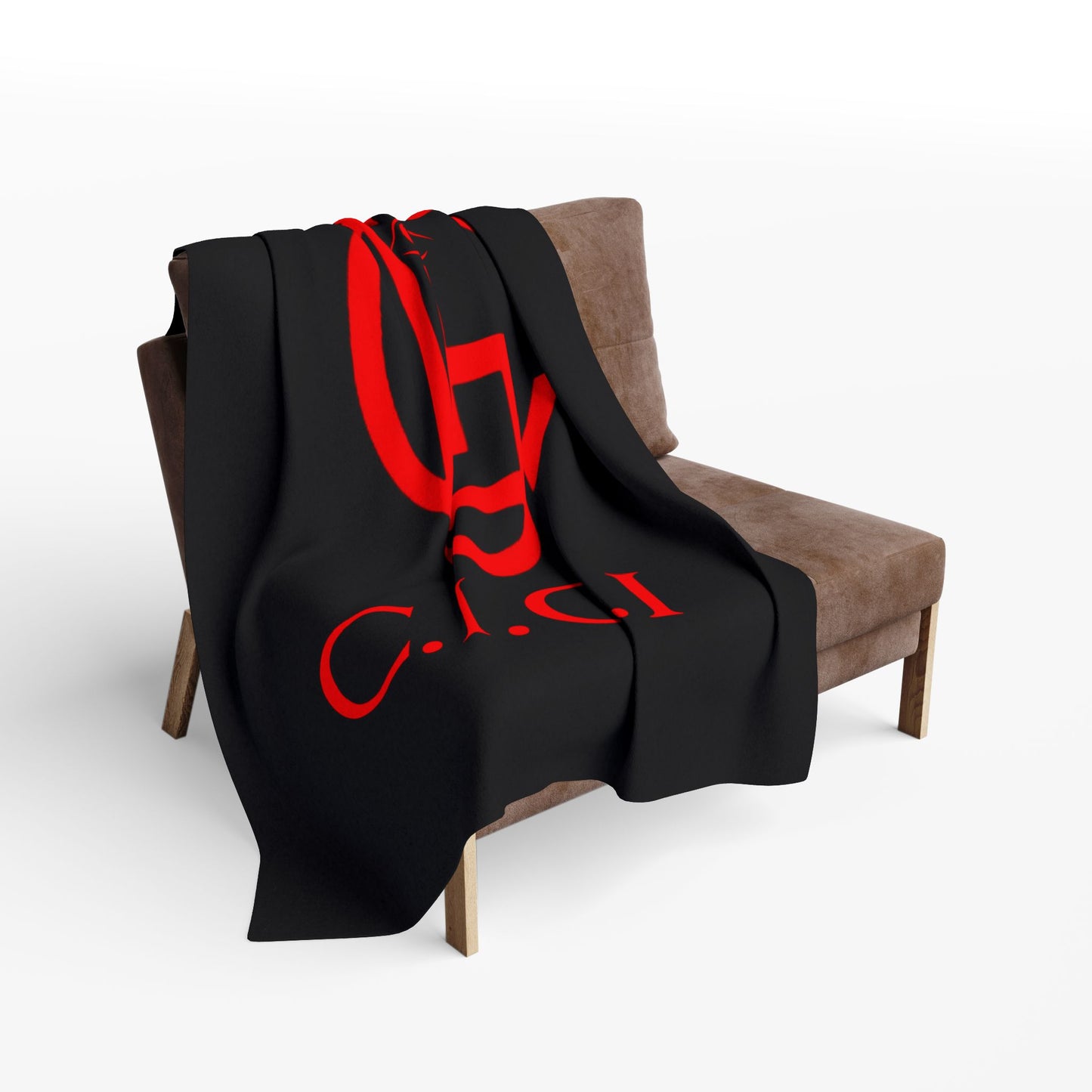 C.I.G.I. Arctic Fleece Blanket - Cozy Black Throw with Bold Red Design for Home Comfort