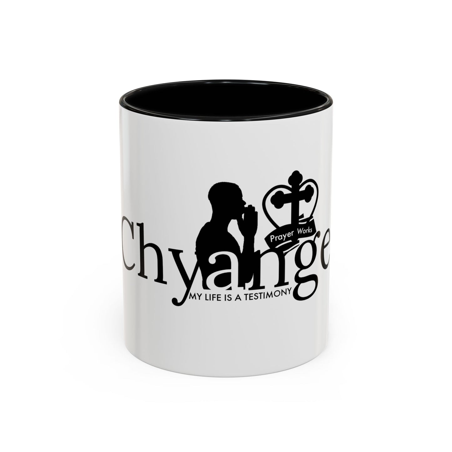 Inspirational Accent Coffee Mug - "My Life Is A Testimony" with Prayer Works Design
