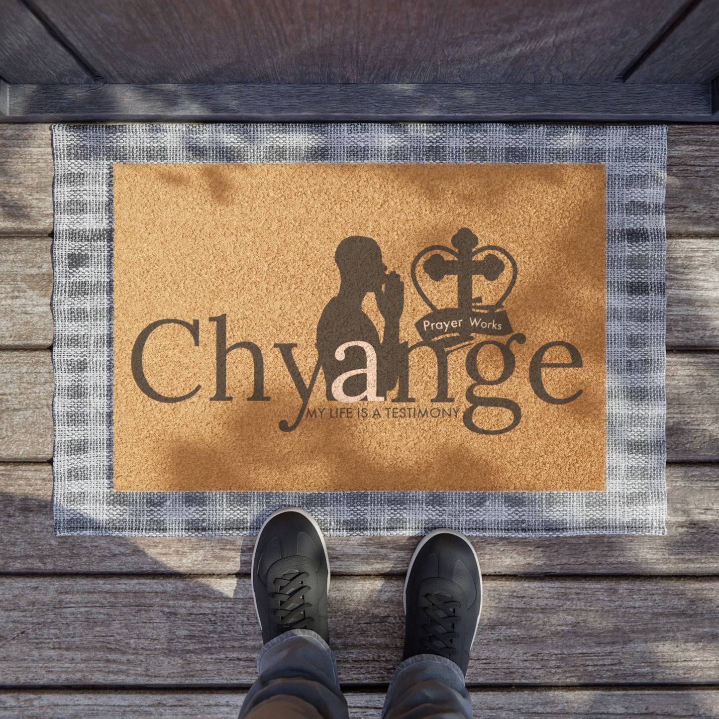 Inspirational Doormat - 'Prayer Works' with Testimony Design