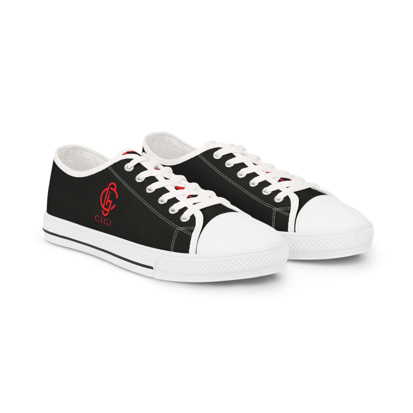 Casual Black Low Top Sneakers for Men with Red Logo - Stylish Everyday Footwear