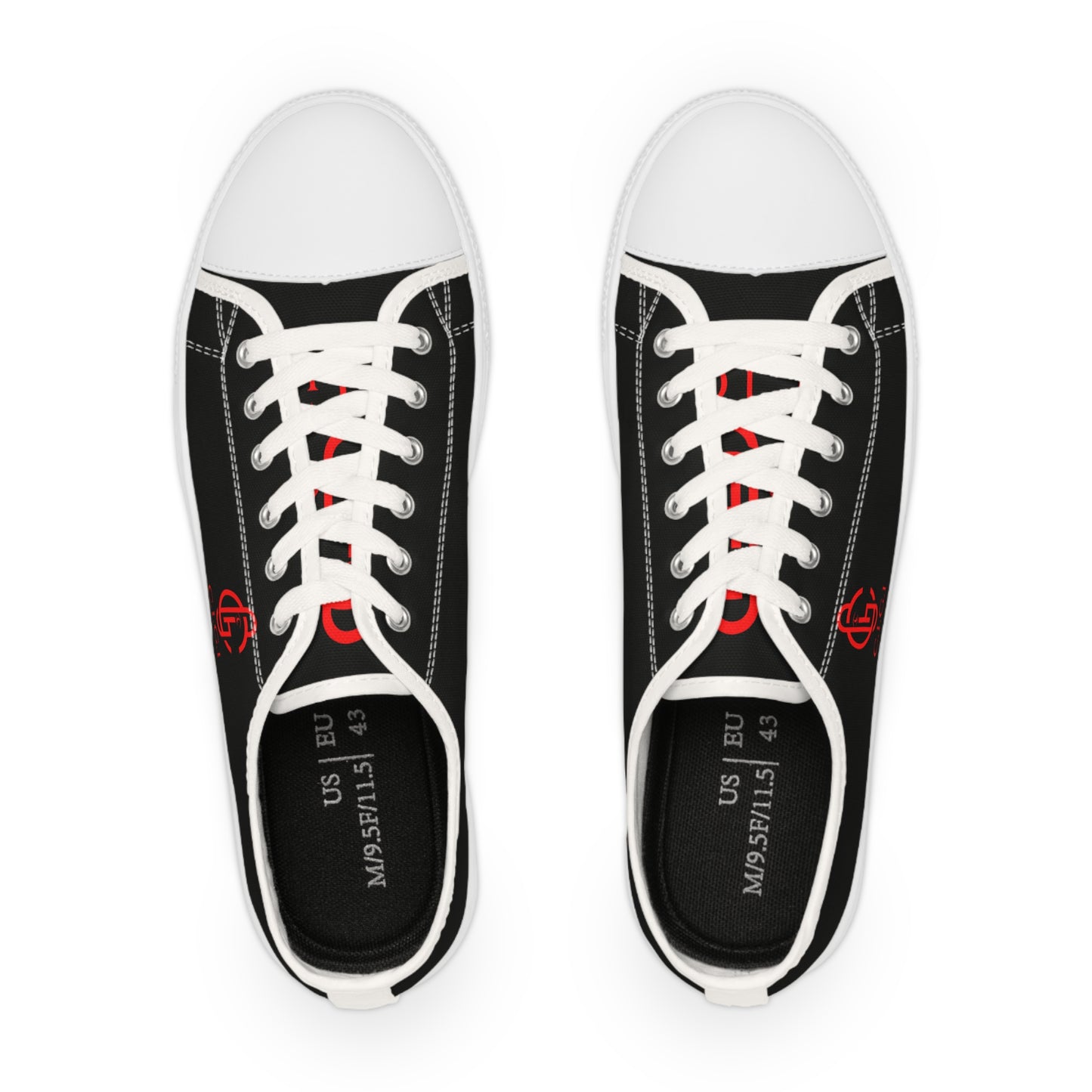 Casual Black Low Top Sneakers for Men with Red Logo - Stylish Everyday Footwear
