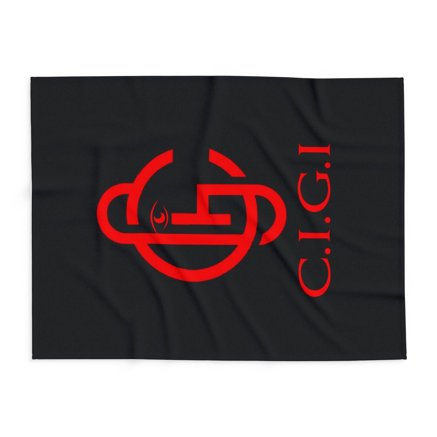 C.I.G.I. Arctic Fleece Blanket - Cozy Black Throw with Bold Red Design for Home Comfort