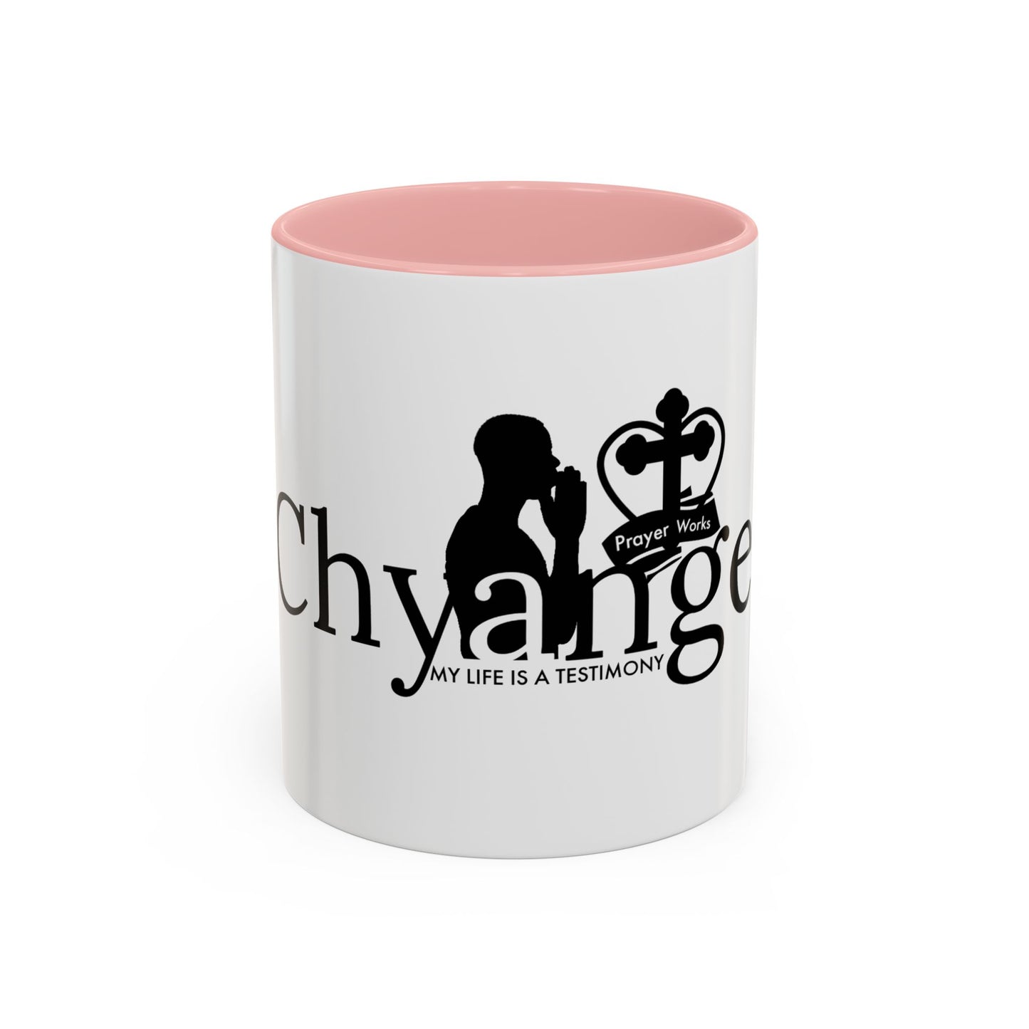 Inspirational Accent Coffee Mug - "My Life Is A Testimony" with Prayer Works Design