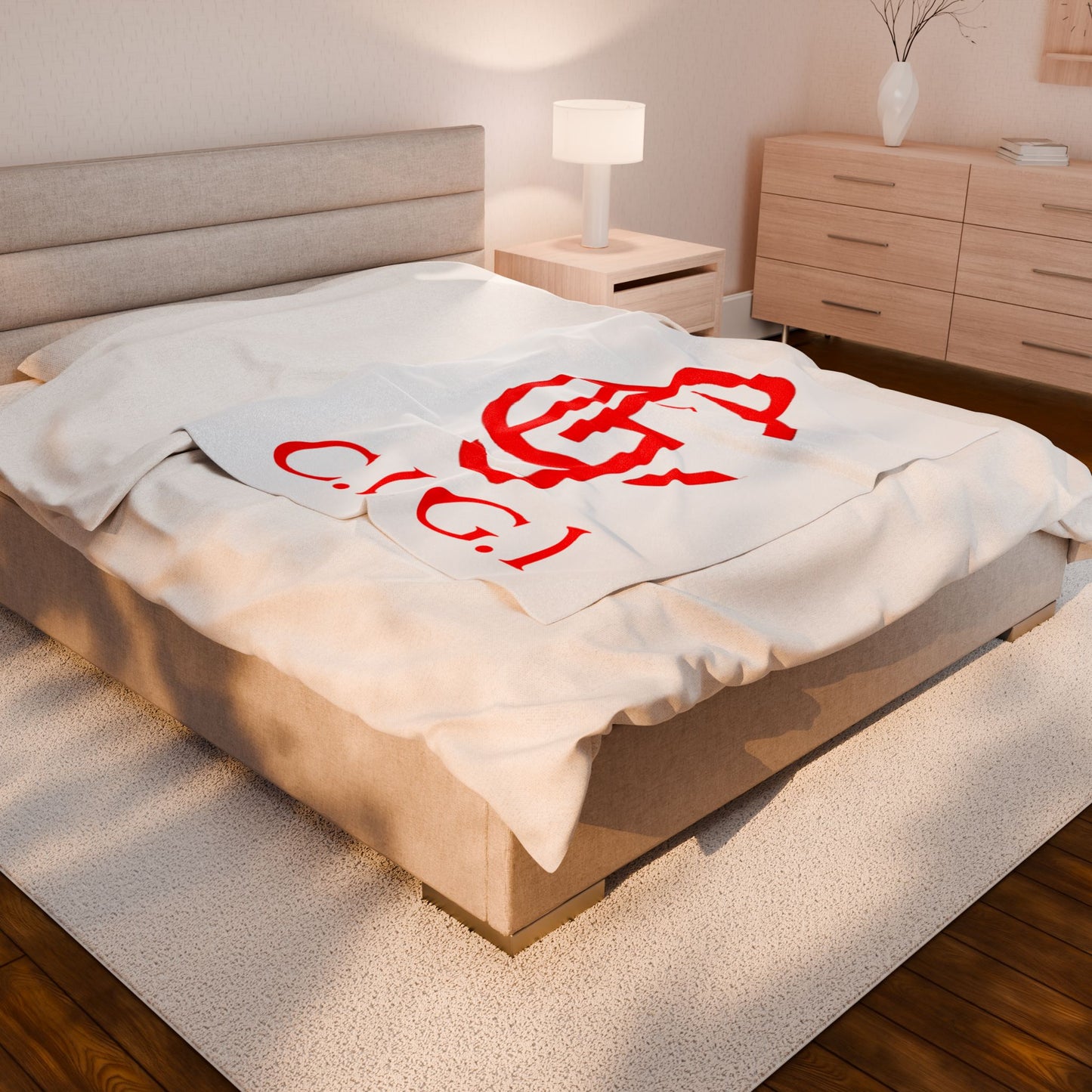 Cozy Velveteen Plush Blanket with Unique C.I.G.I Design, Perfect for Home Decor, Gift for Events, Relaxation, and Cozy Nights