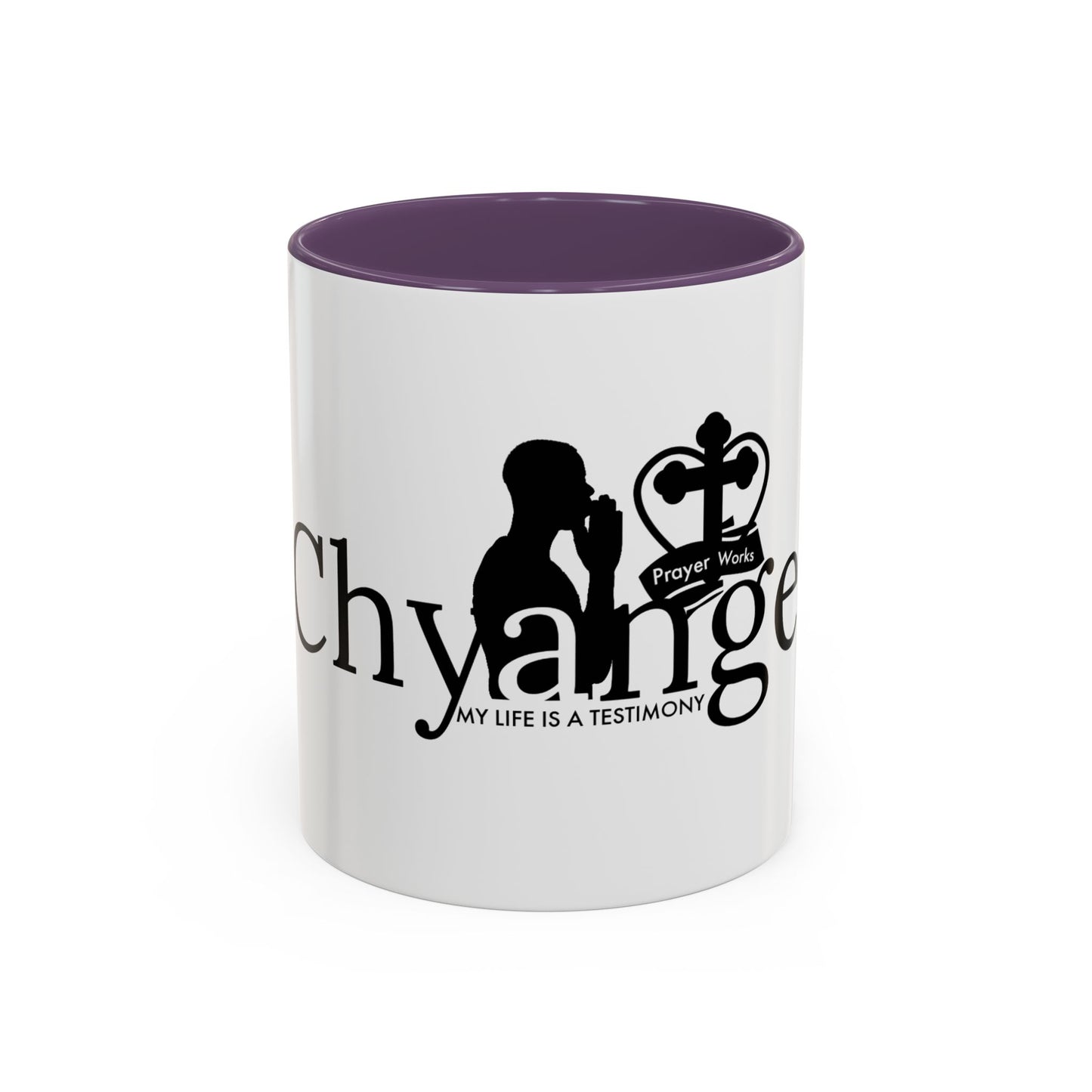 Inspirational Accent Coffee Mug - "My Life Is A Testimony" with Prayer Works Design