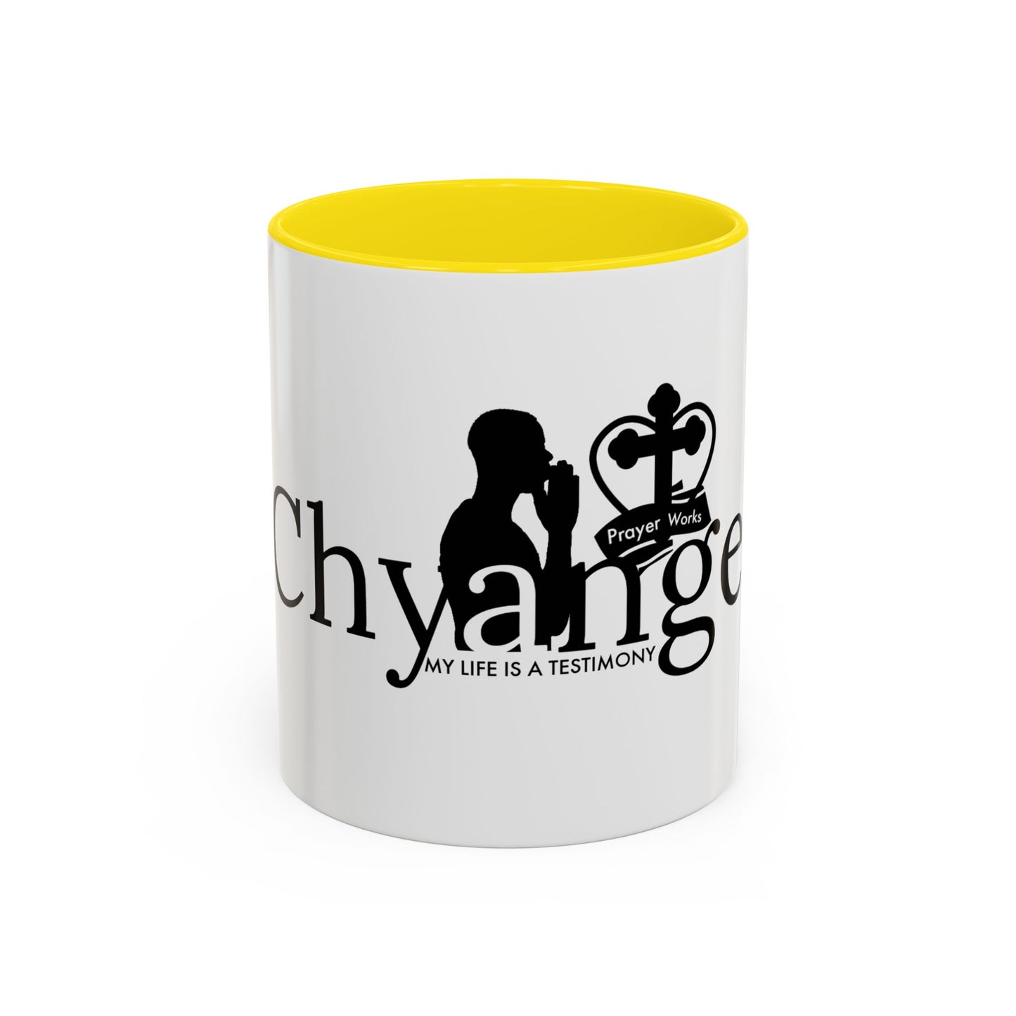 Inspirational Accent Coffee Mug - "My Life Is A Testimony" with Prayer Works Design