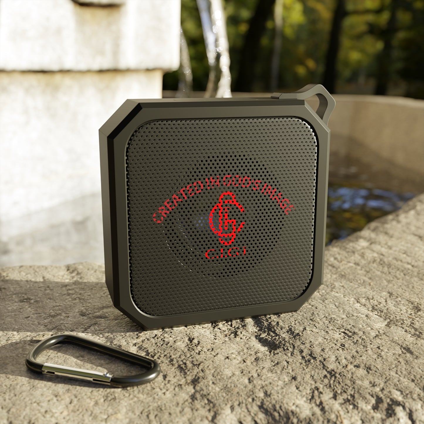 Outdoor Bluetooth Speaker - Created In God's Image, Portable Sound System, Camping Speaker, Waterproof Bluetooth, Perfect for Gifts