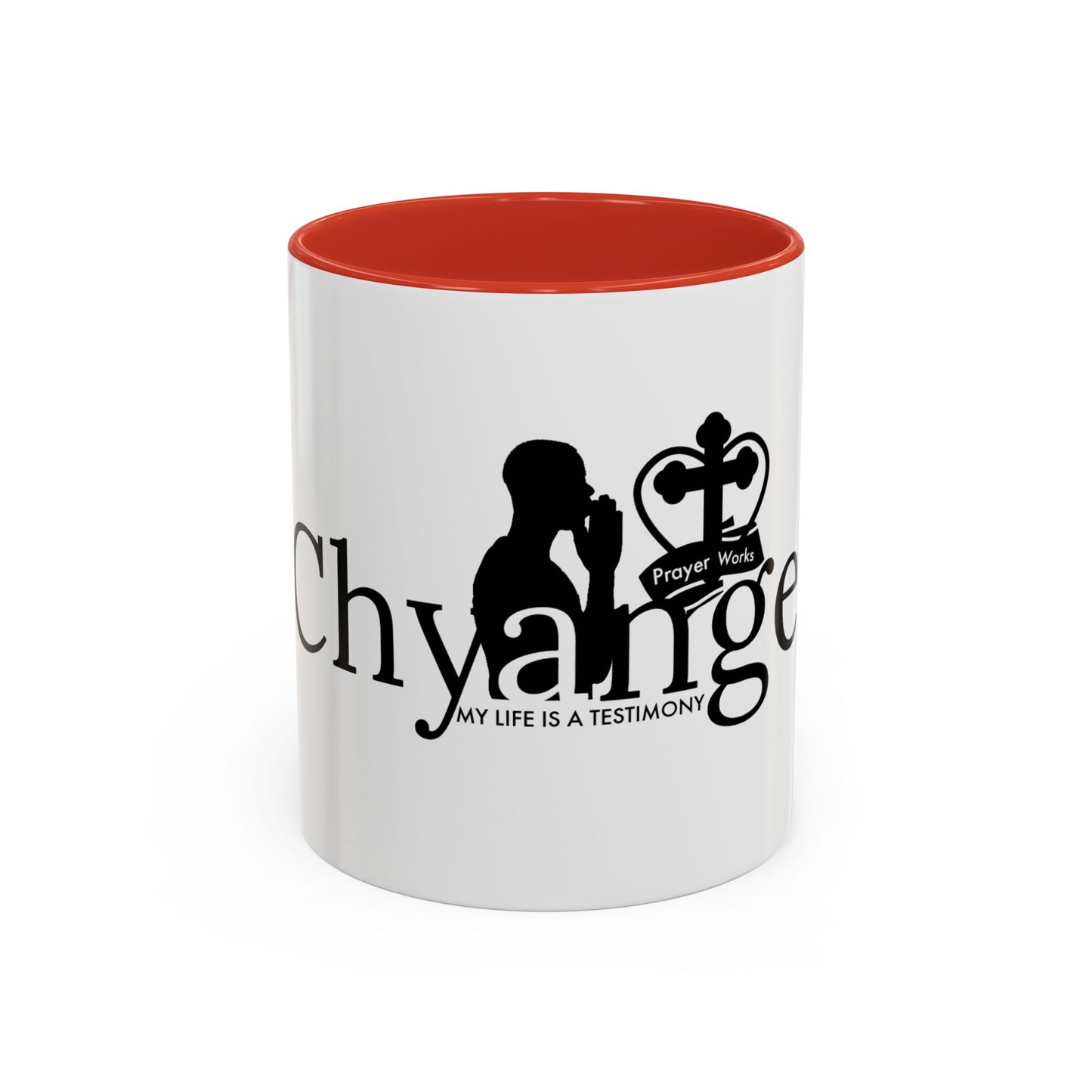 Inspirational Accent Coffee Mug - "My Life Is A Testimony" with Prayer Works Design