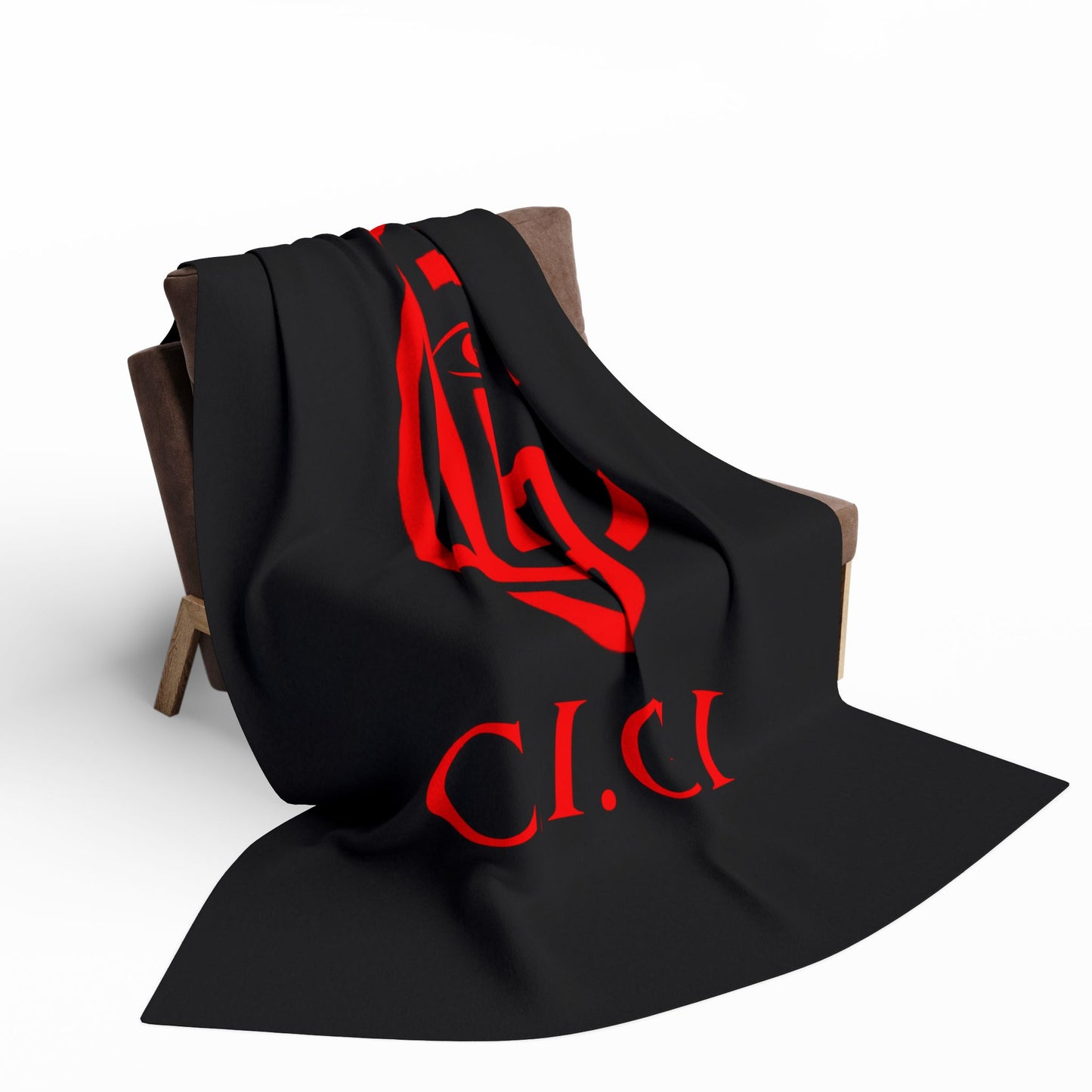 C.I.G.I. Arctic Fleece Blanket - Cozy Black Throw with Bold Red Design for Home Comfort