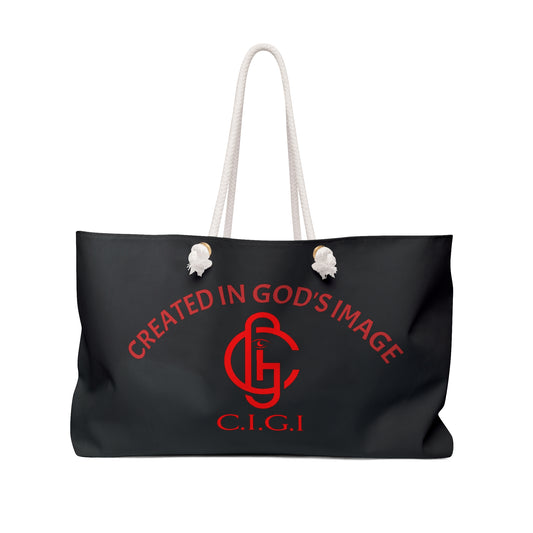 Weekender Bag in Black with Red Logo - Travel Duffle