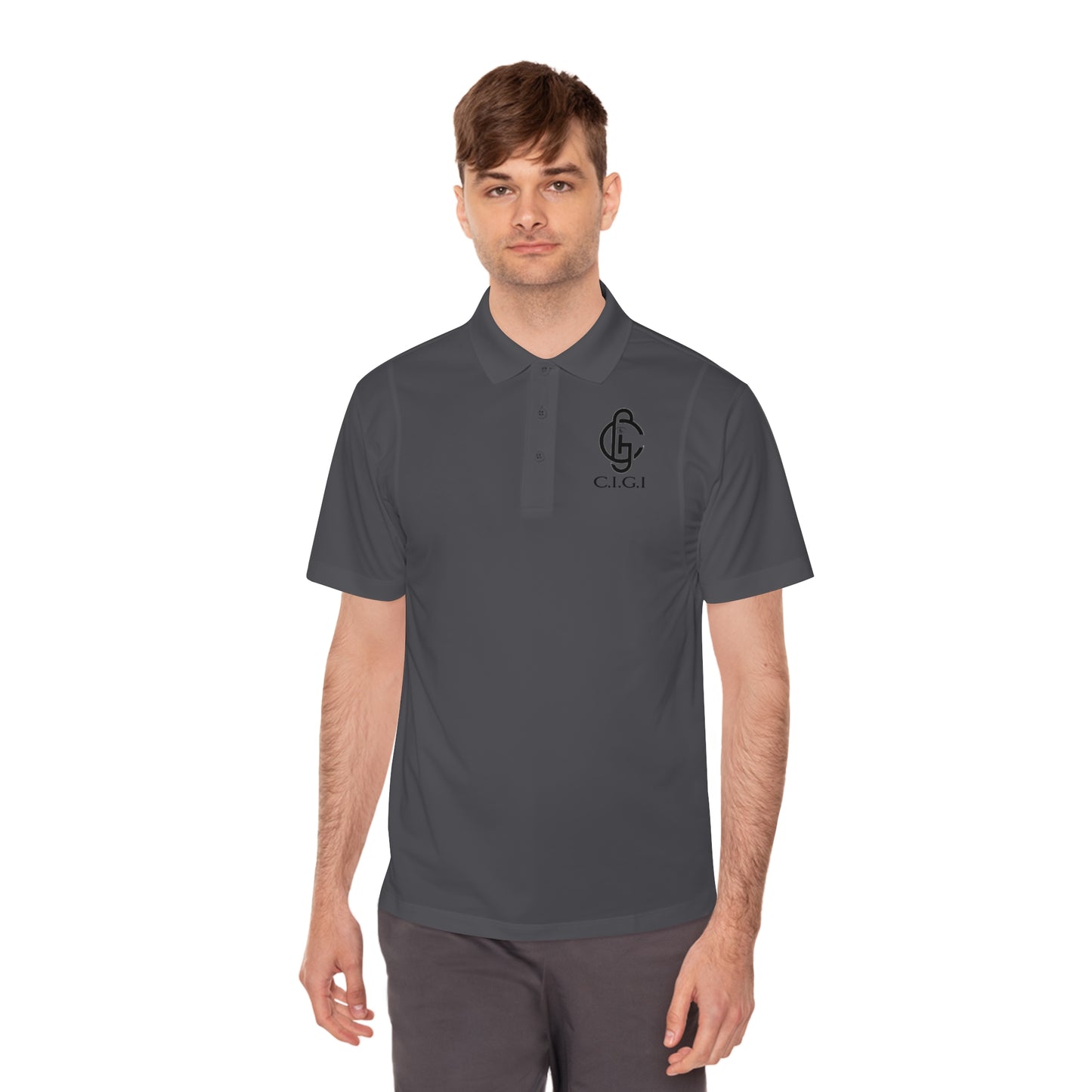 Men's Sport Polo Shirt with C.I.G.I. Logo - Stylish Athletic Wear for Active Lifestyles