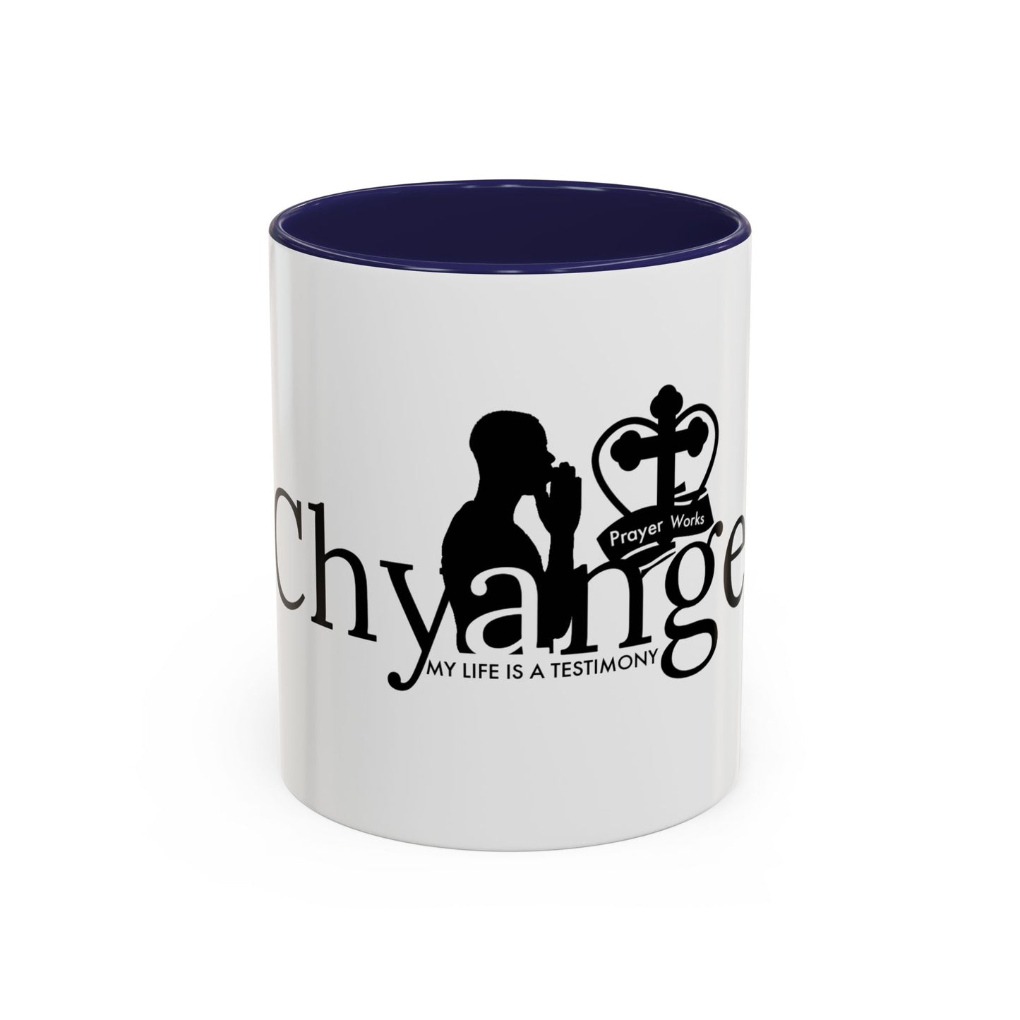 Inspirational Accent Coffee Mug - "My Life Is A Testimony" with Prayer Works Design