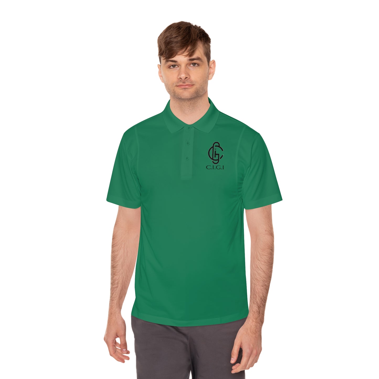 Men's Sport Polo Shirt with C.I.G.I. Logo - Stylish Athletic Wear for Active Lifestyles
