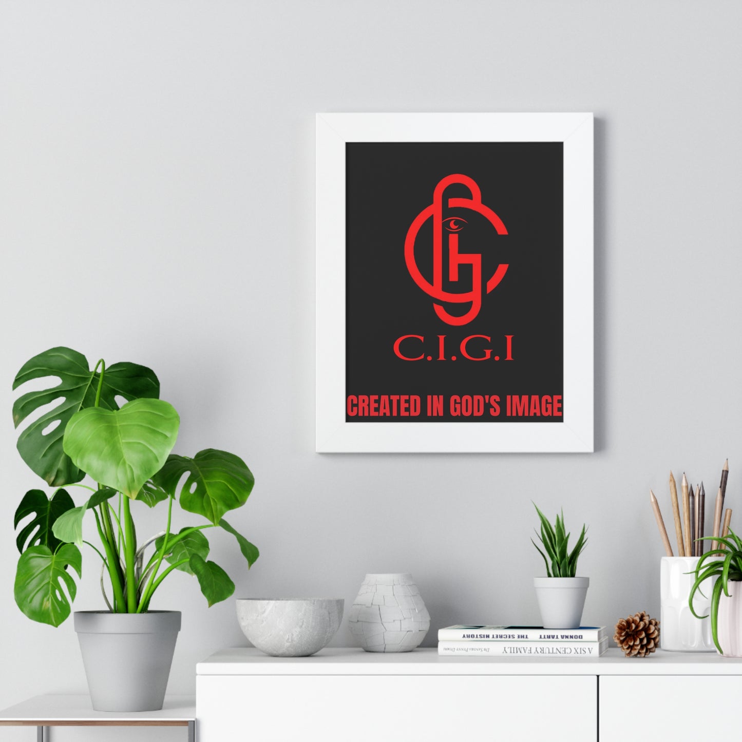 C.I.G.I. Created in God's Image Framed Vertical Poster - Inspirational Wall Art