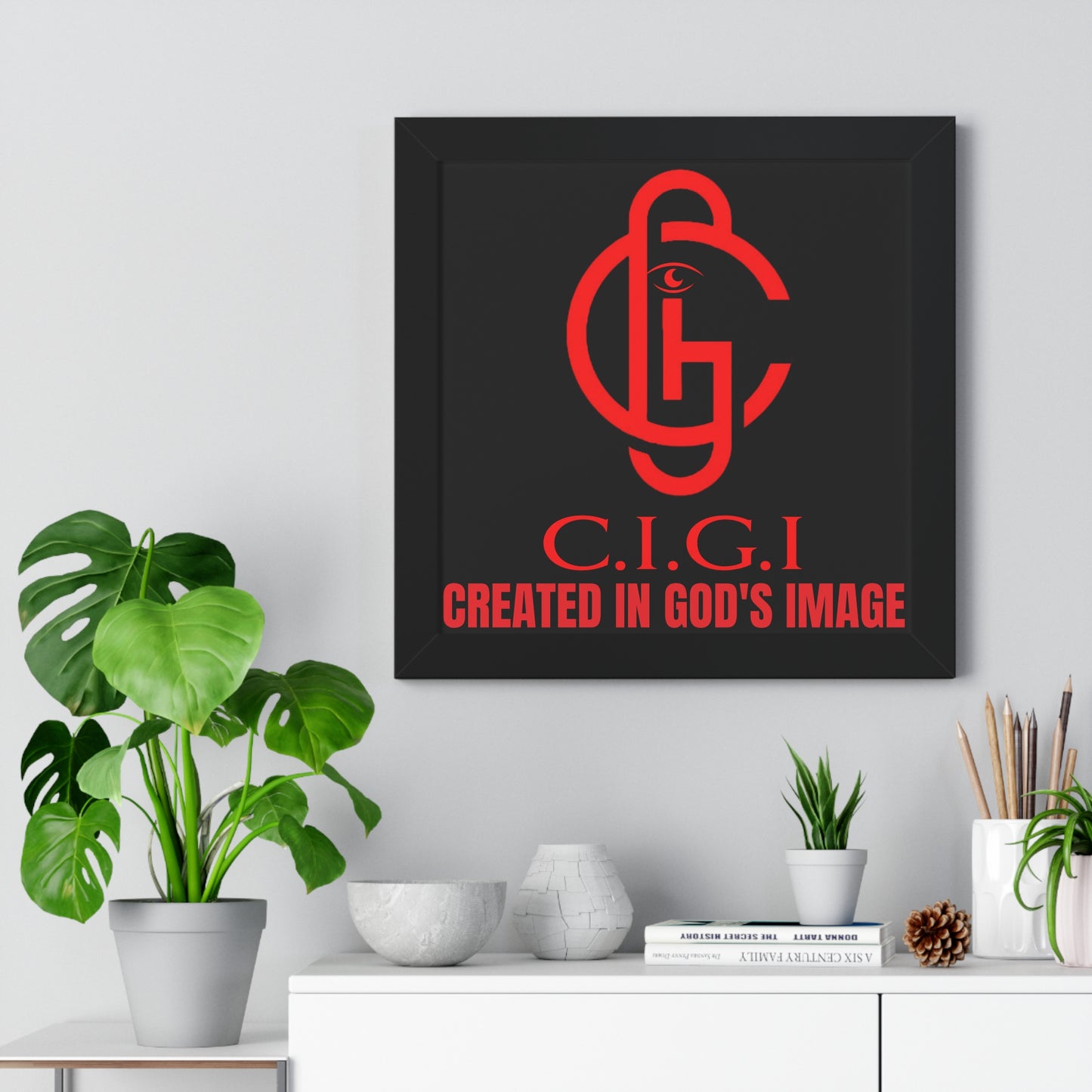 C.I.G.I. Created in God's Image Framed Vertical Poster - Inspirational Wall Art