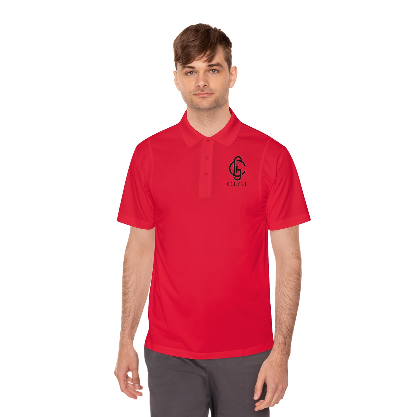 Men's Sport Polo Shirt with C.I.G.I. Logo - Stylish Athletic Wear for Active Lifestyles