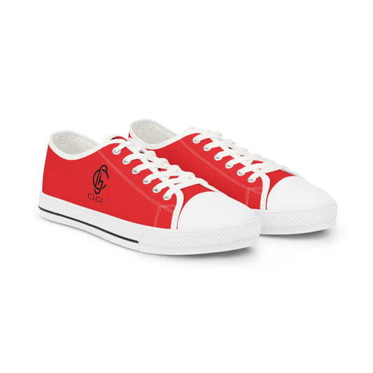 Stylish Men's Red Low Top Sneakers with Logo
