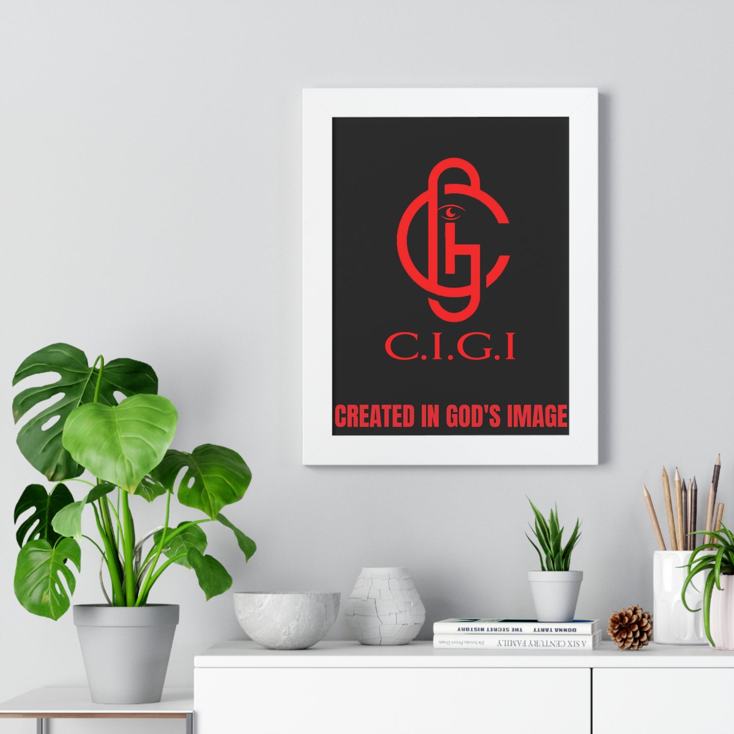 C.I.G.I. Created in God's Image Framed Vertical Poster - Inspirational Wall Art