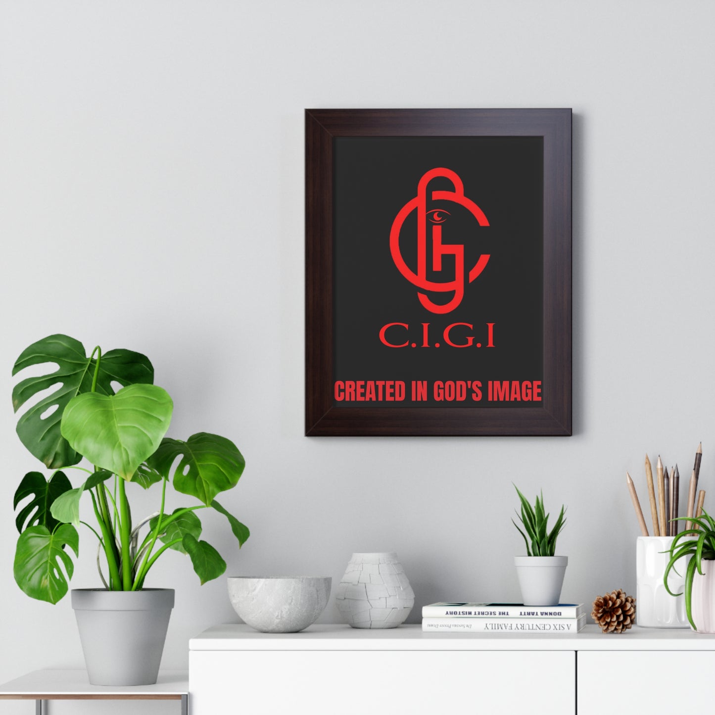 C.I.G.I. Created in God's Image Framed Vertical Poster - Inspirational Wall Art