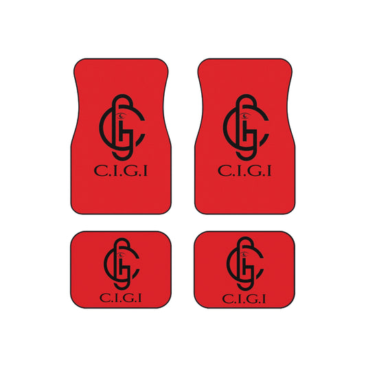 C.I.G.I. Car Mats - Stylish Red Floor Mats - Set of 4 for Sporty Vibe and Luxe Interiors, Perfect for Gifts and Custom Cars