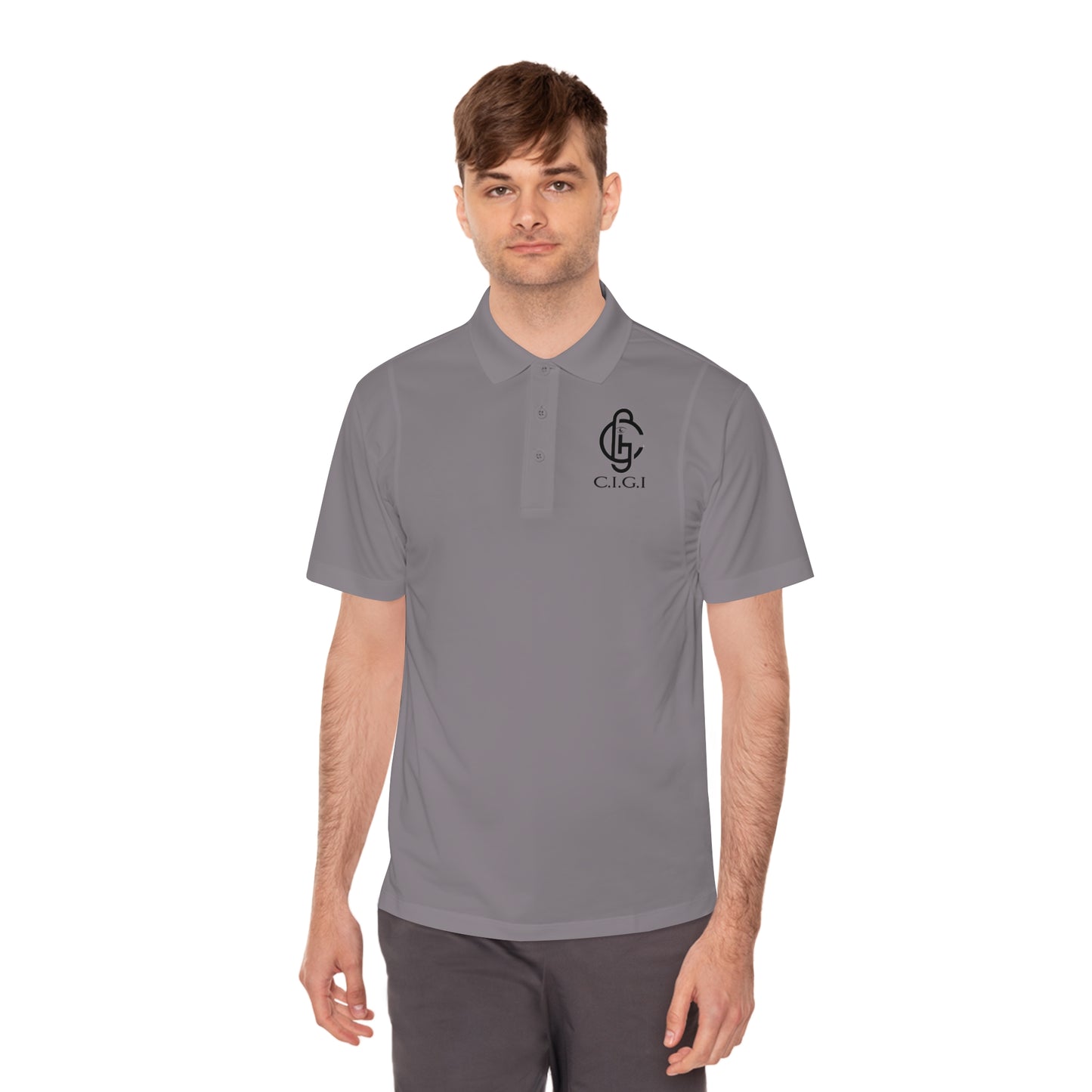 Men's Sport Polo Shirt with C.I.G.I. Logo - Stylish Athletic Wear for Active Lifestyles