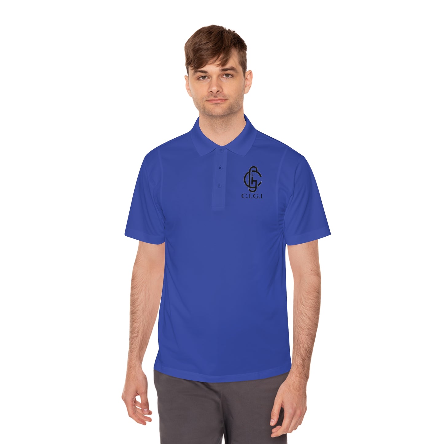 Men's Sport Polo Shirt with C.I.G.I. Logo - Stylish Athletic Wear for Active Lifestyles