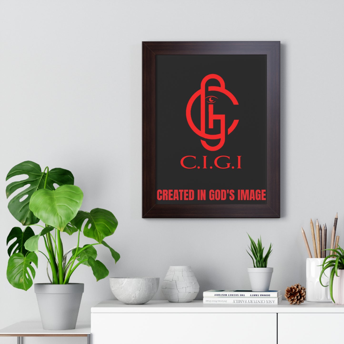 C.I.G.I. Created in God's Image Framed Vertical Poster - Inspirational Wall Art