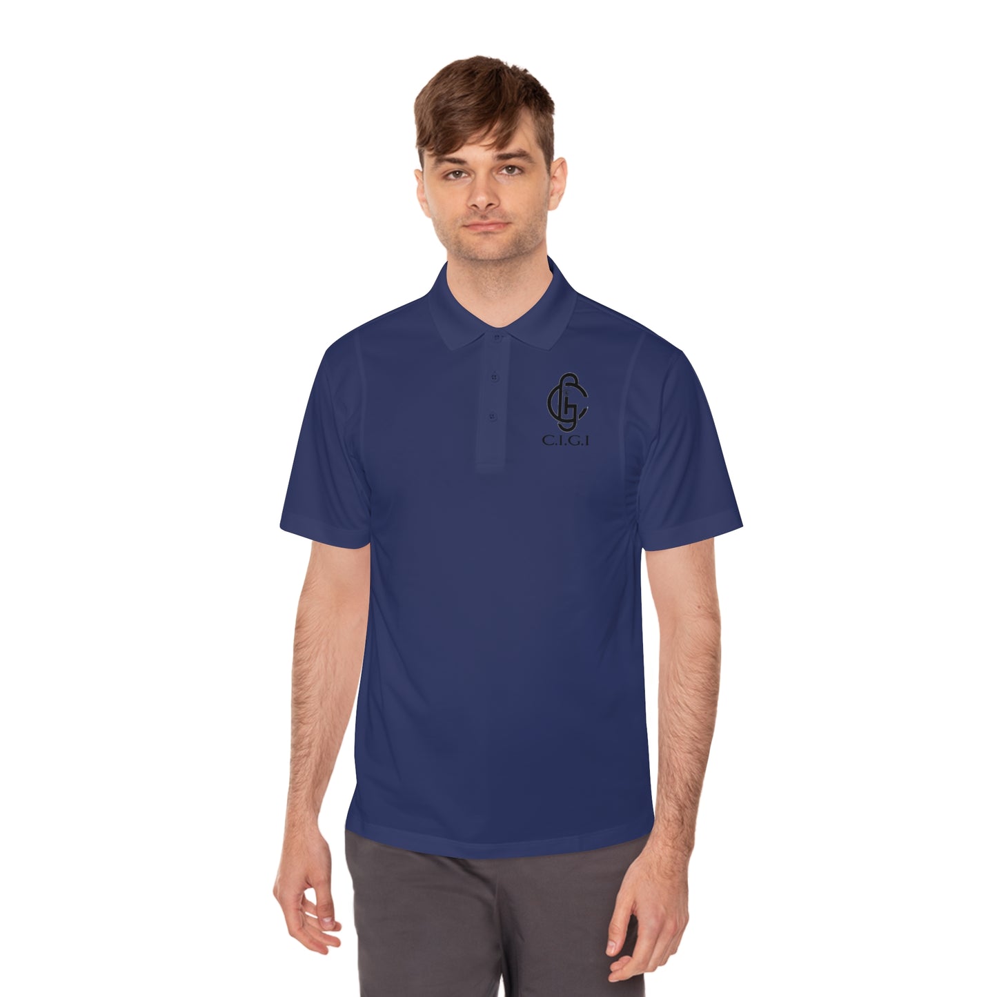 Men's Sport Polo Shirt with C.I.G.I. Logo - Stylish Athletic Wear for Active Lifestyles