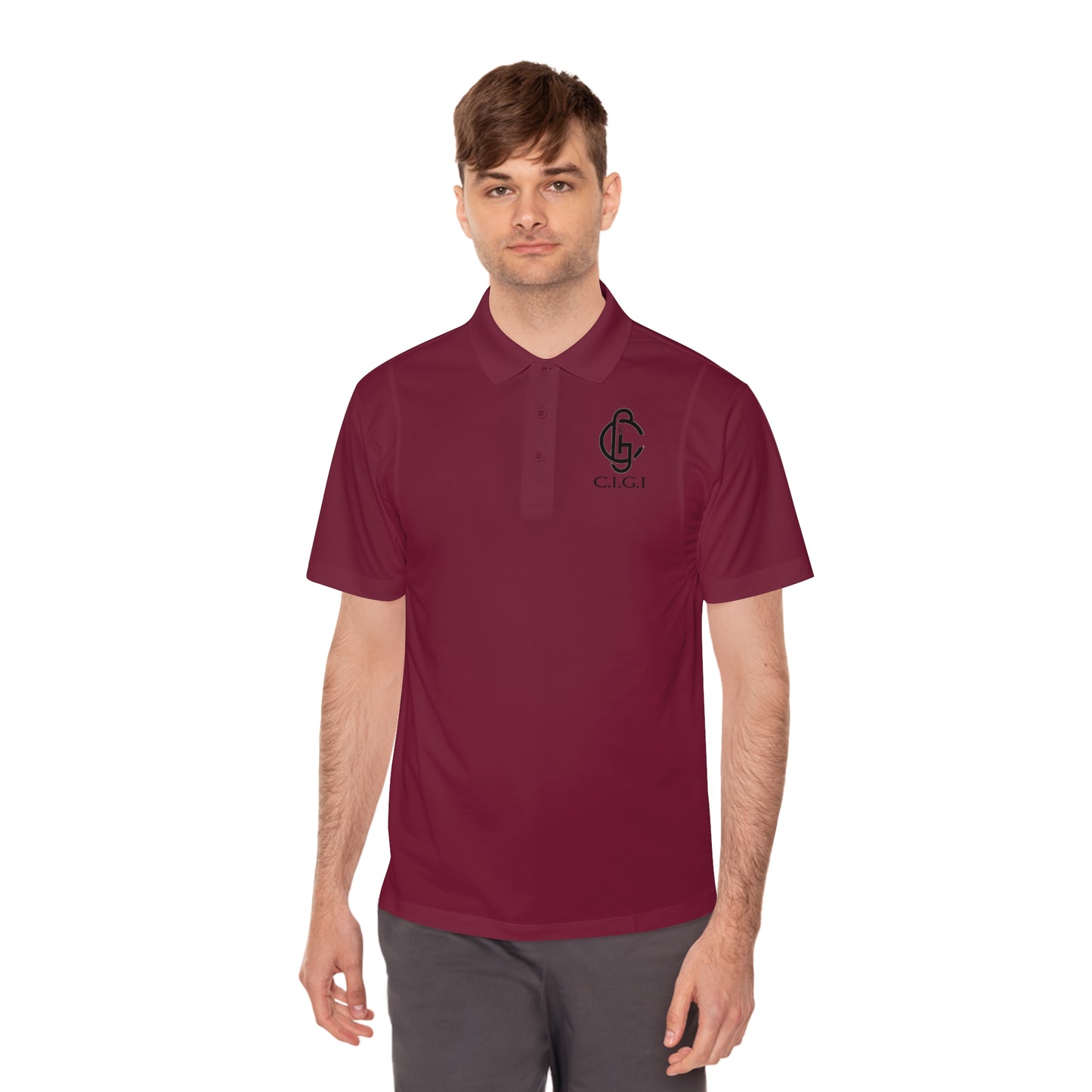 Men's Sport Polo Shirt with C.I.G.I. Logo - Stylish Athletic Wear for Active Lifestyles