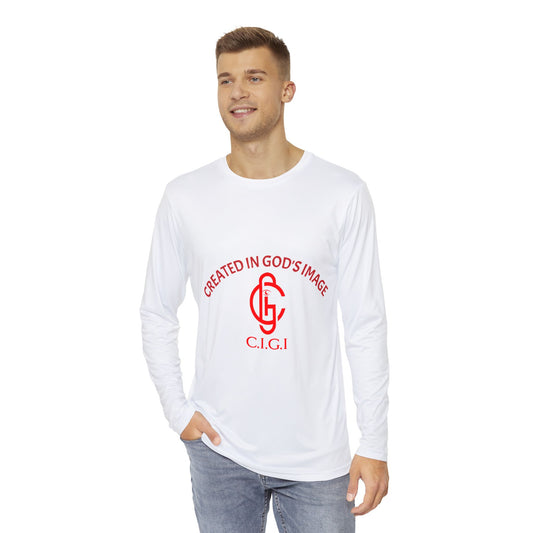 Men's Faith-Based Long Sleeve Shirt, Created in God's Image Apparel, Christian Gifts, Religious Wear, AOP Shirt, Inspirational Clothing