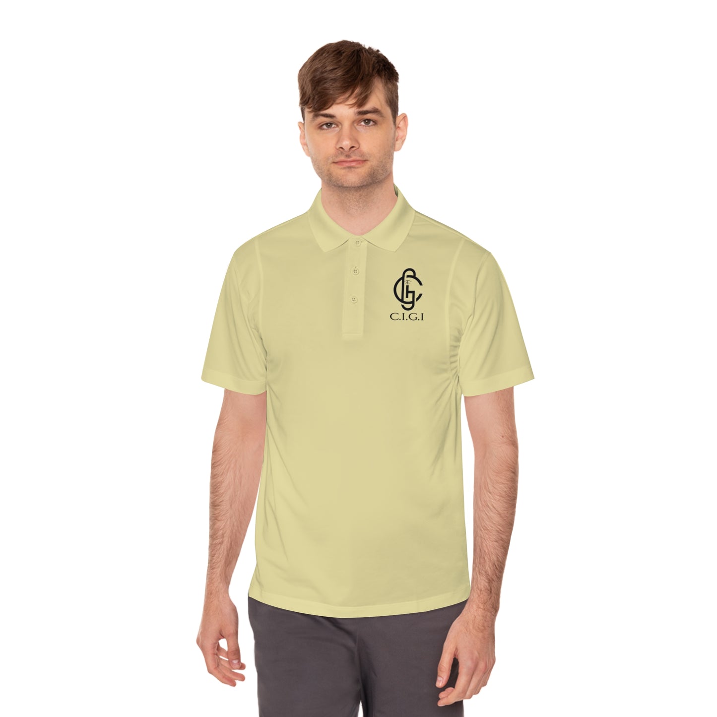 Men's Sport Polo Shirt with C.I.G.I. Logo - Stylish Athletic Wear for Active Lifestyles