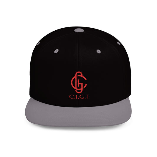 Stylish Flat Bill Snapback Cap with C.I.G.I. Logo - Trendy Streetwear Accessory