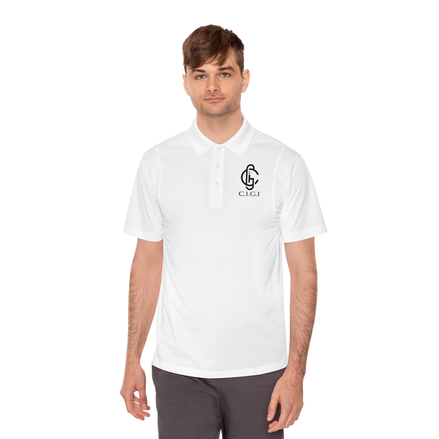 Men's Sport Polo Shirt with C.I.G.I. Logo - Stylish Athletic Wear for Active Lifestyles